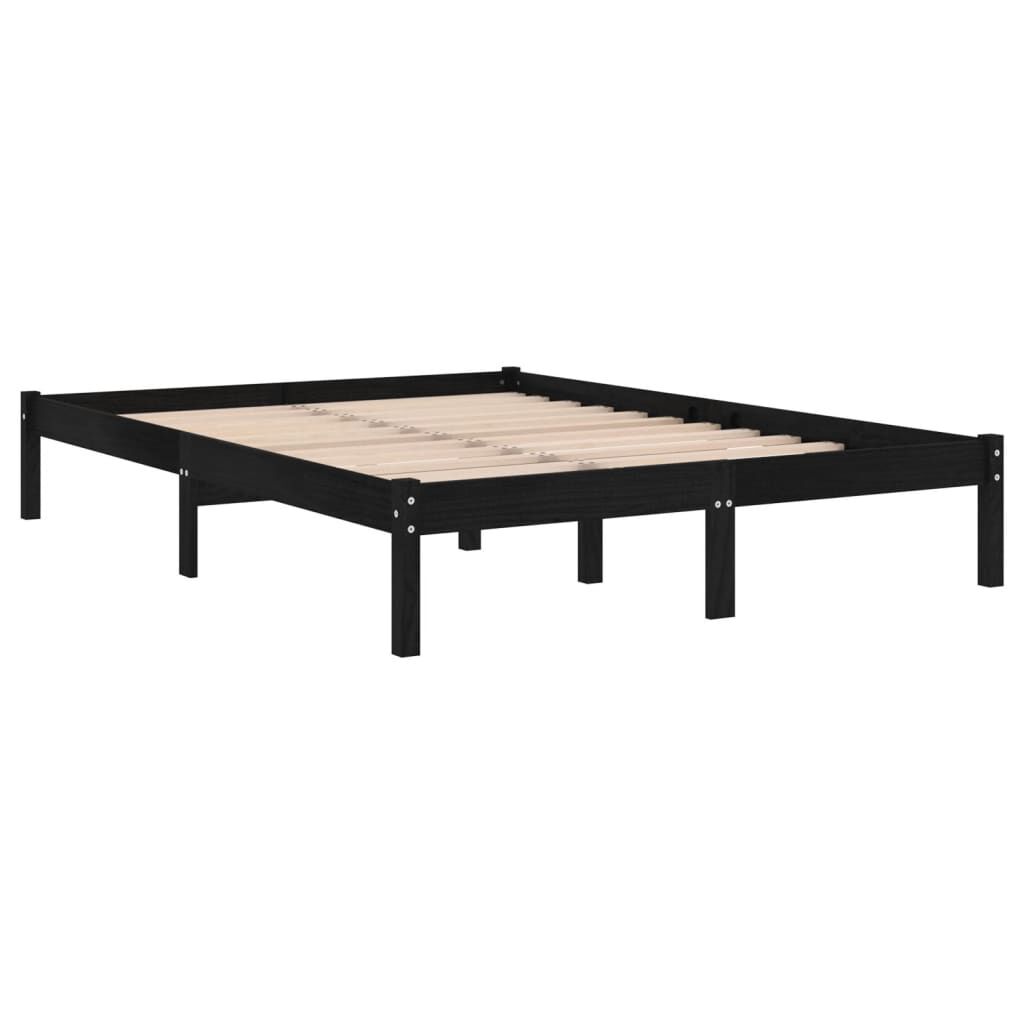 vidaXL إطار سرير خشب صنوبر صلب أسود 200×200 سم