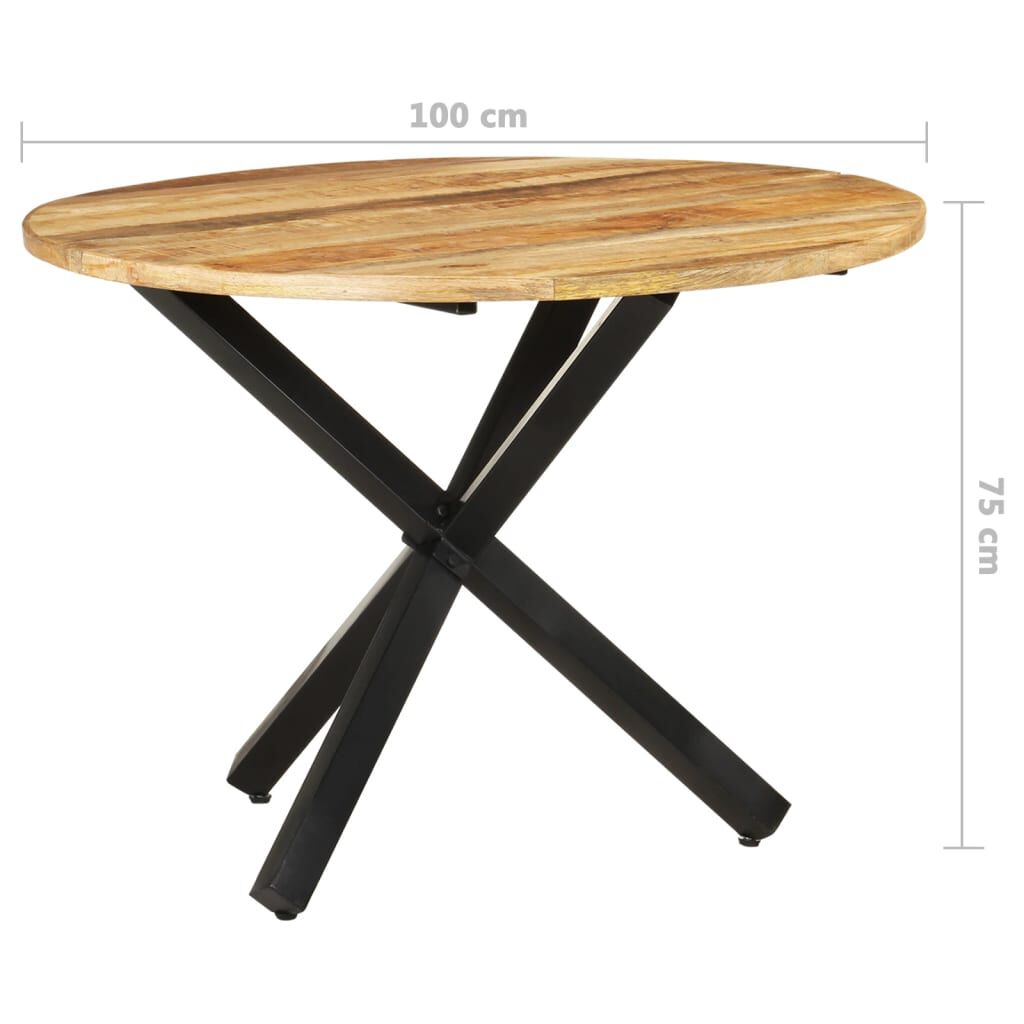 vidaXL طاولة سفرة دائرية 100×100×75 سم خشب مانجو خشن