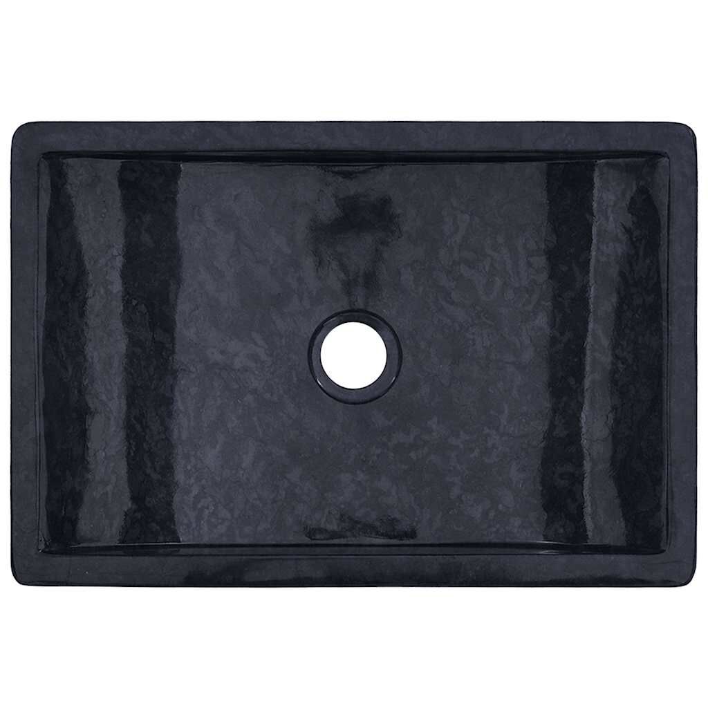 vidaXL حوض 45×30×12 سم رخام أسود