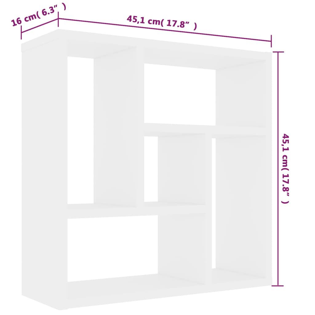 vidaXL رف جداري أبيض 45.1×16×45.1 سم خشب صناعي