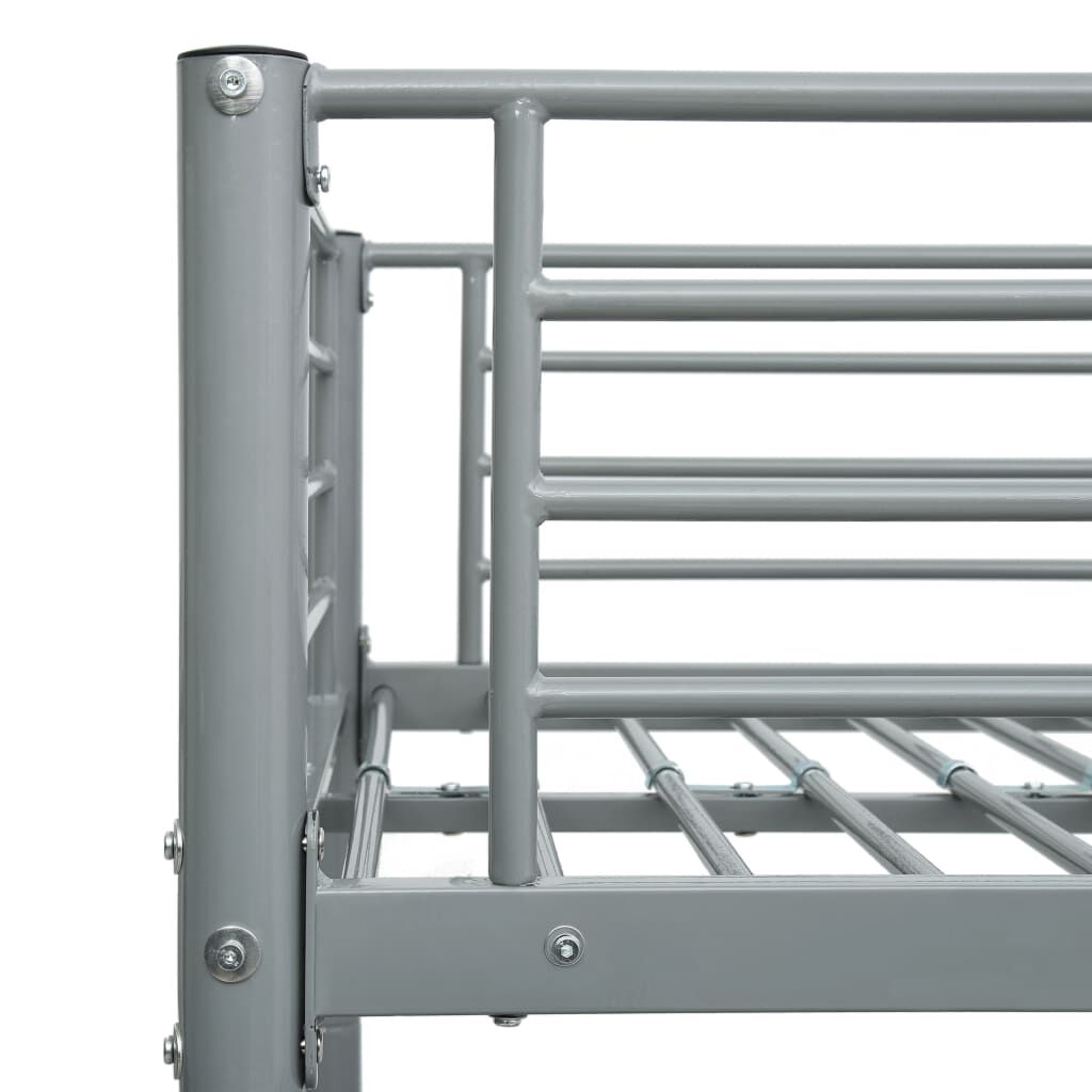vidaXL سرير طابقين معدن رمادي 90×200 سم