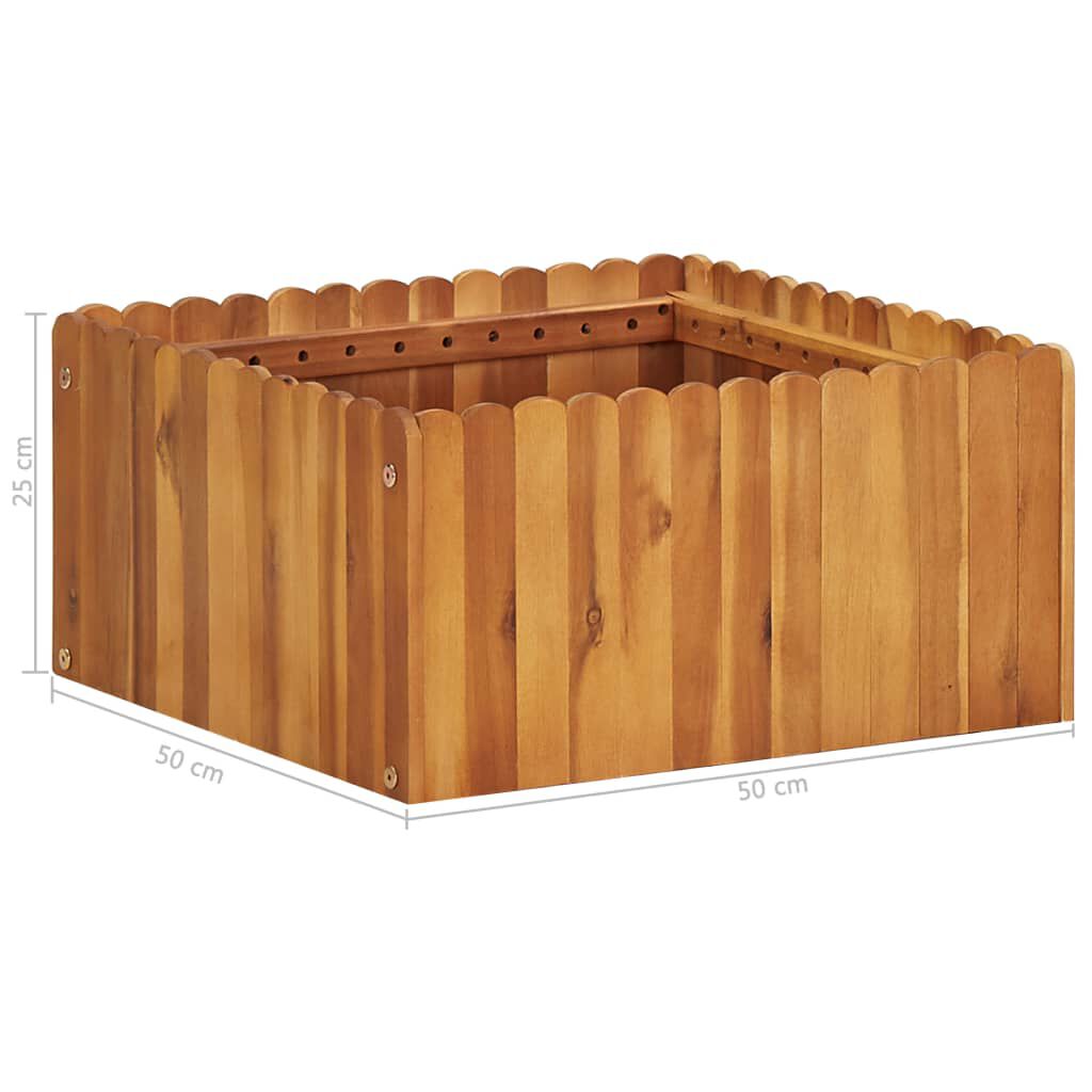 vidaXL حوض حديقة مرتفع 50×50×25 سم خشب أكاسيا صلب