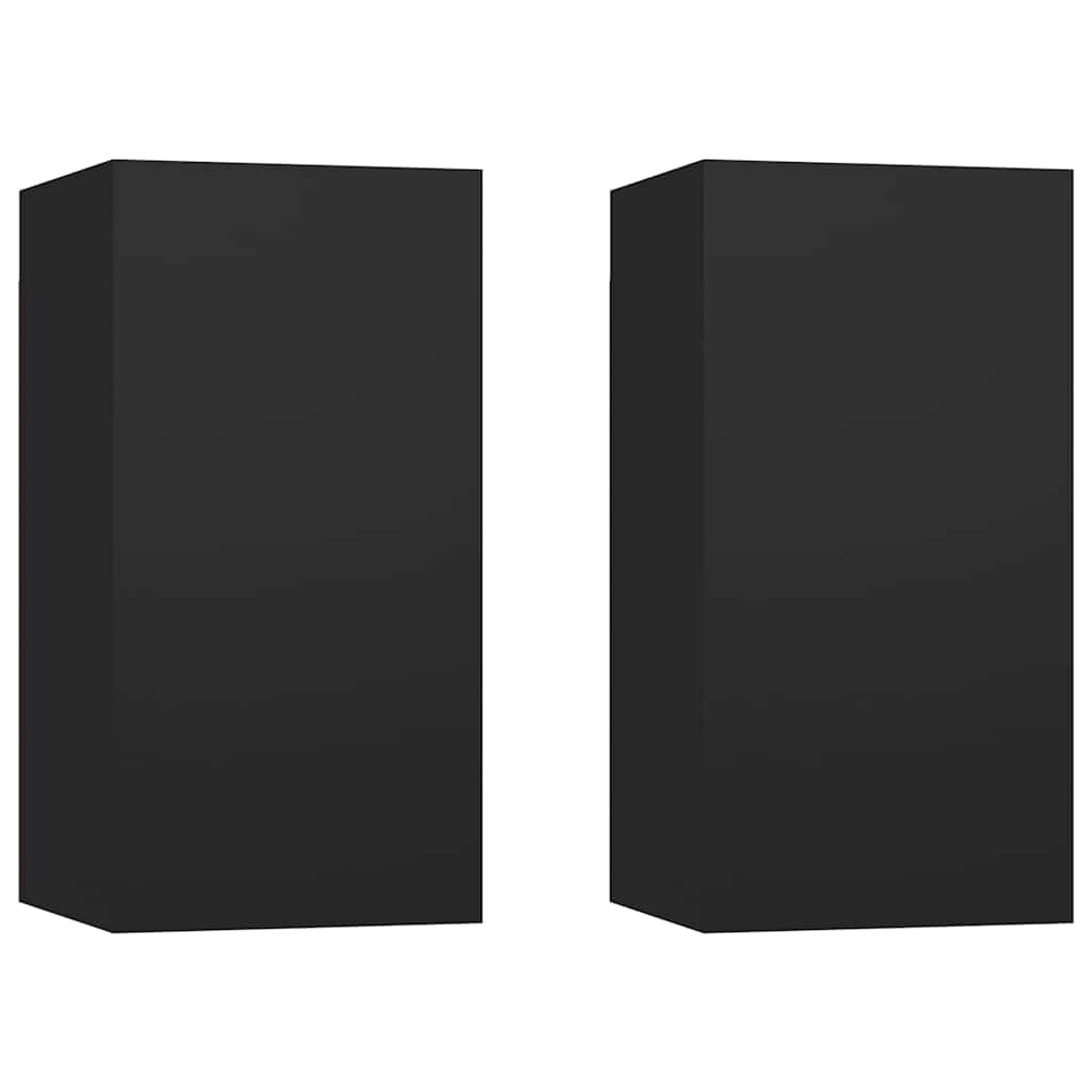 vidaXL خزانات تلفزيون 2 ق أسود 30.5×30×60 سم خشب صناعي