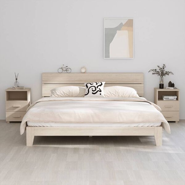 vidaXL خزانات جانب السرير 2 ق بني عسلي 40×35×62 سم خشب صنوبر صلب