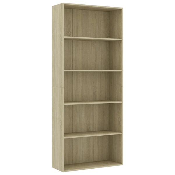 vidaXL خزانة كتب 5 طبقات سونوما أوك 80×30×189 سم خشب صناعي