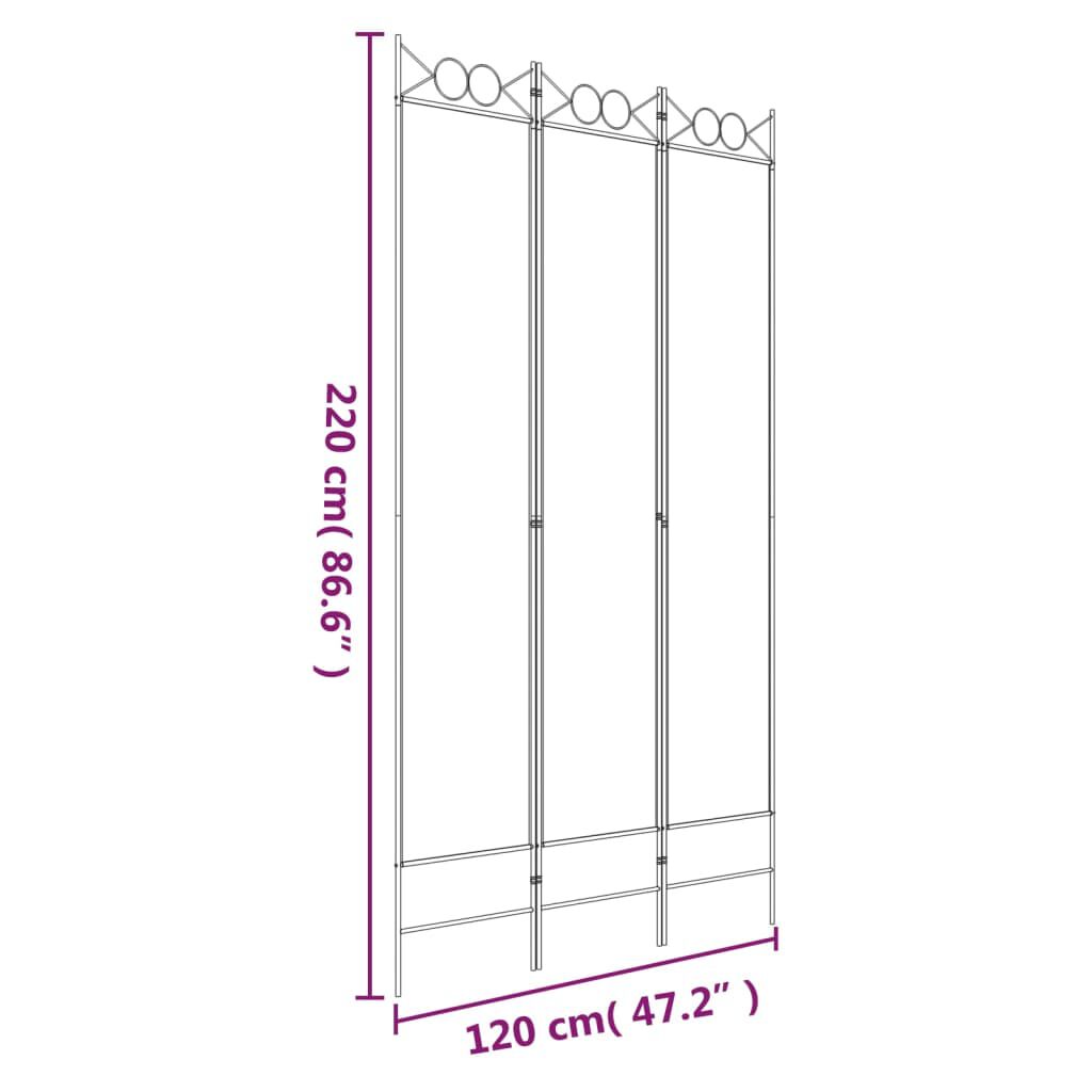 vidaXL مقسم غرفة 3-ألواح أسود 120×220 سم قماش