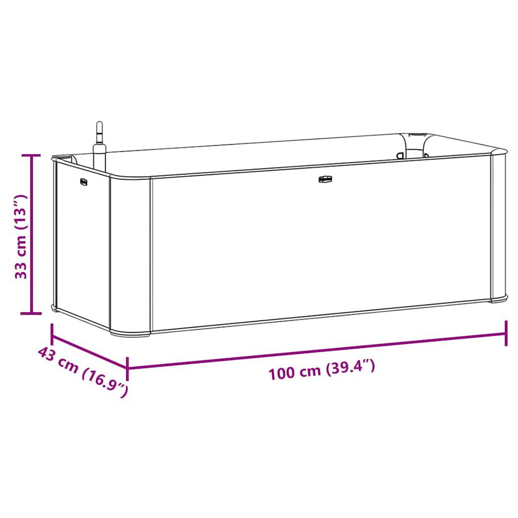 vidaXL حوض حديقة زراعي مرتفع مع نظام ري ذاتي أبيض 100×43×33 سم