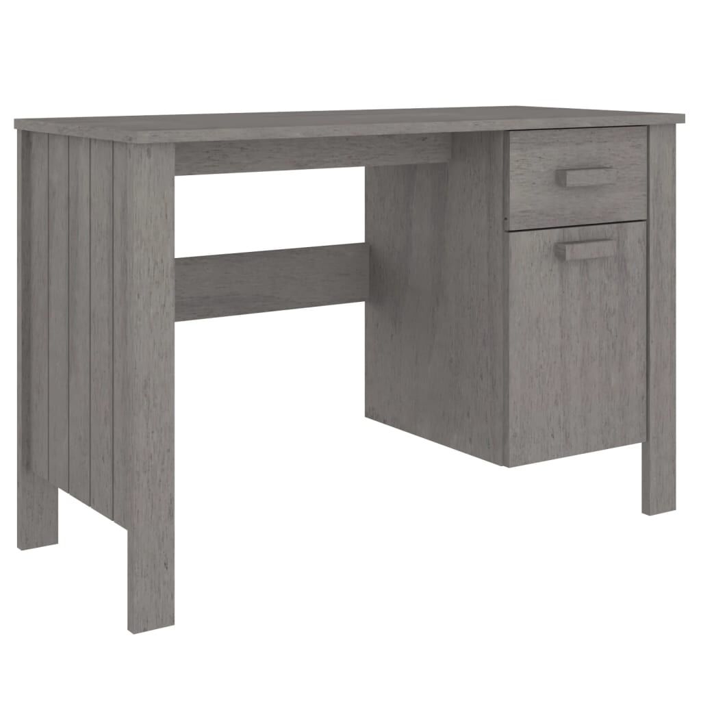 vidaXL مكتب رمادي فاتح 113×50×75 سم خشب صنوبر صلب