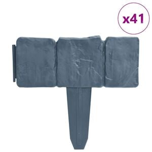 vidaXL سياج حديقة / سياج مرج بلاستيك مظهر حجري 41 قطعة 10 م