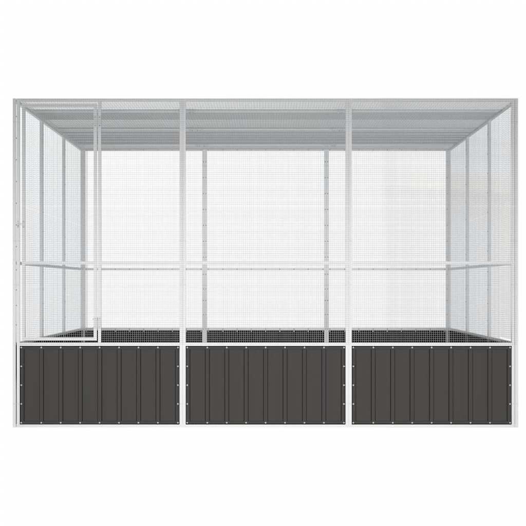 vidaXL قفص طيور أنثراسايت 211,5x324,5x302,5 سم فولاذ مجلفن