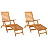 كراسي استرخاء vidaXL Outdoor مع مسندين للقدمين 2ق خشب أكاسيا صلب