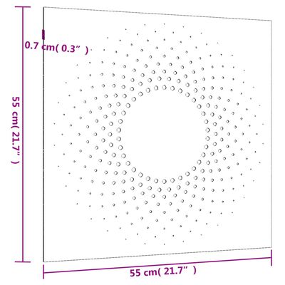 vidaXL ديكور حائط حديقة 55x55 سم فولاذ كورتن تصميم شمس