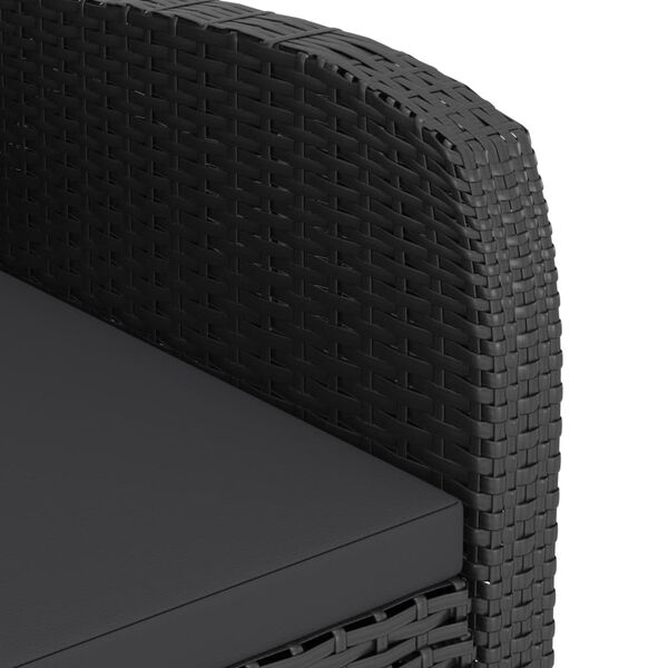 vidaXL طقم سفرة خارجي 7 قطع مع وسائد بولي روطان أسود