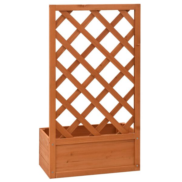 vidaXL حوض زرع تعريشة حديقة برتقالي 50×25×90 سم خشب تنوب صلب