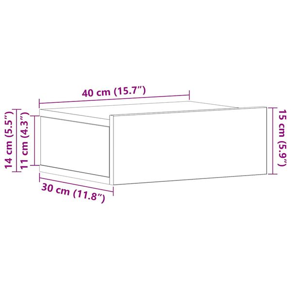 vidaXL منضدة سرير عائمة 2 ق سونوما اوك 40×30×15 سم خشب صناعي