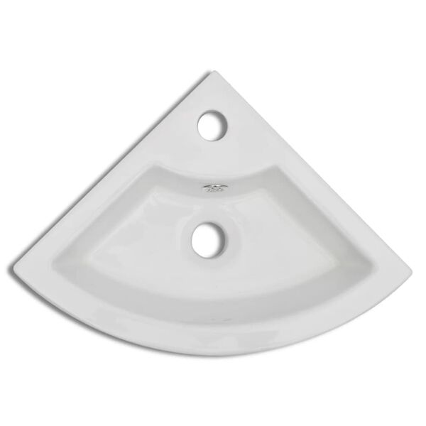 vidaXL حوض غسيل مع فتحة تدفق 12.5x32x45 سم أبيض