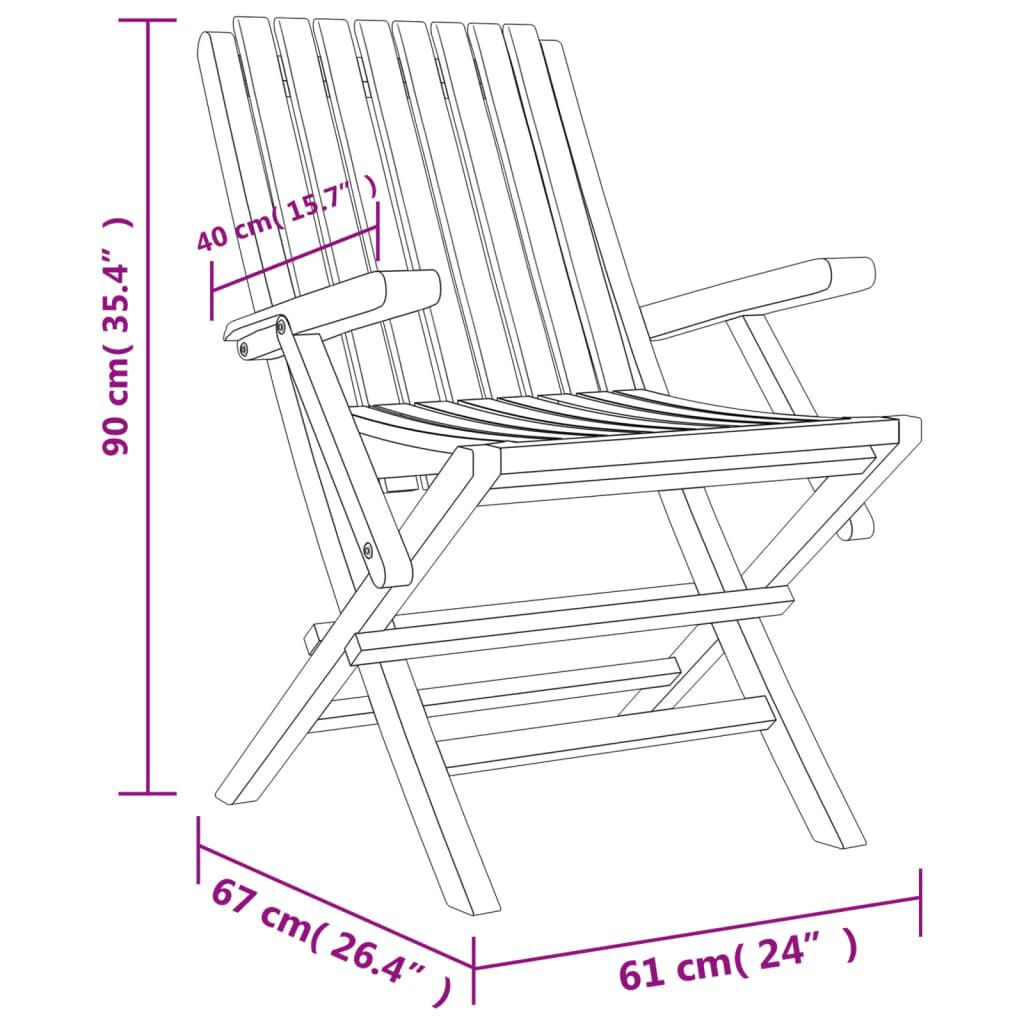 vidaXL كراسي حديقة قابلة للطي 4 ق 61x67x90 سم خشب ساج صلب