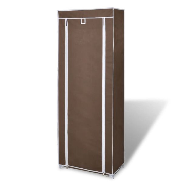 vidaXL خزانة أحذية قماشية مع غطاء 57×29×162 سم بني