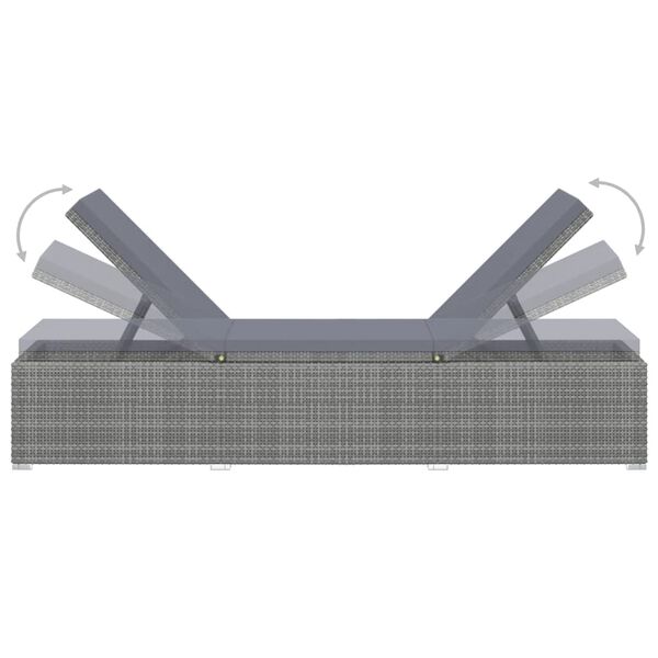 vidaXL عدد 3 قطع طقم كراسي تشمس للحديقة مع طاولة شاي بولي روطان رمادي