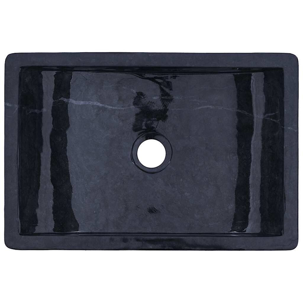 vidaXL حوض 45×30×12 سم رخام أسود