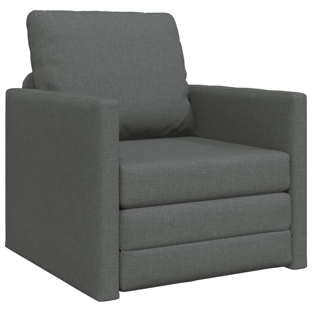 vidaXL سرير أريكة أرضي 2 في 1 لون رمادي داكن 55x174x112 سم قماش