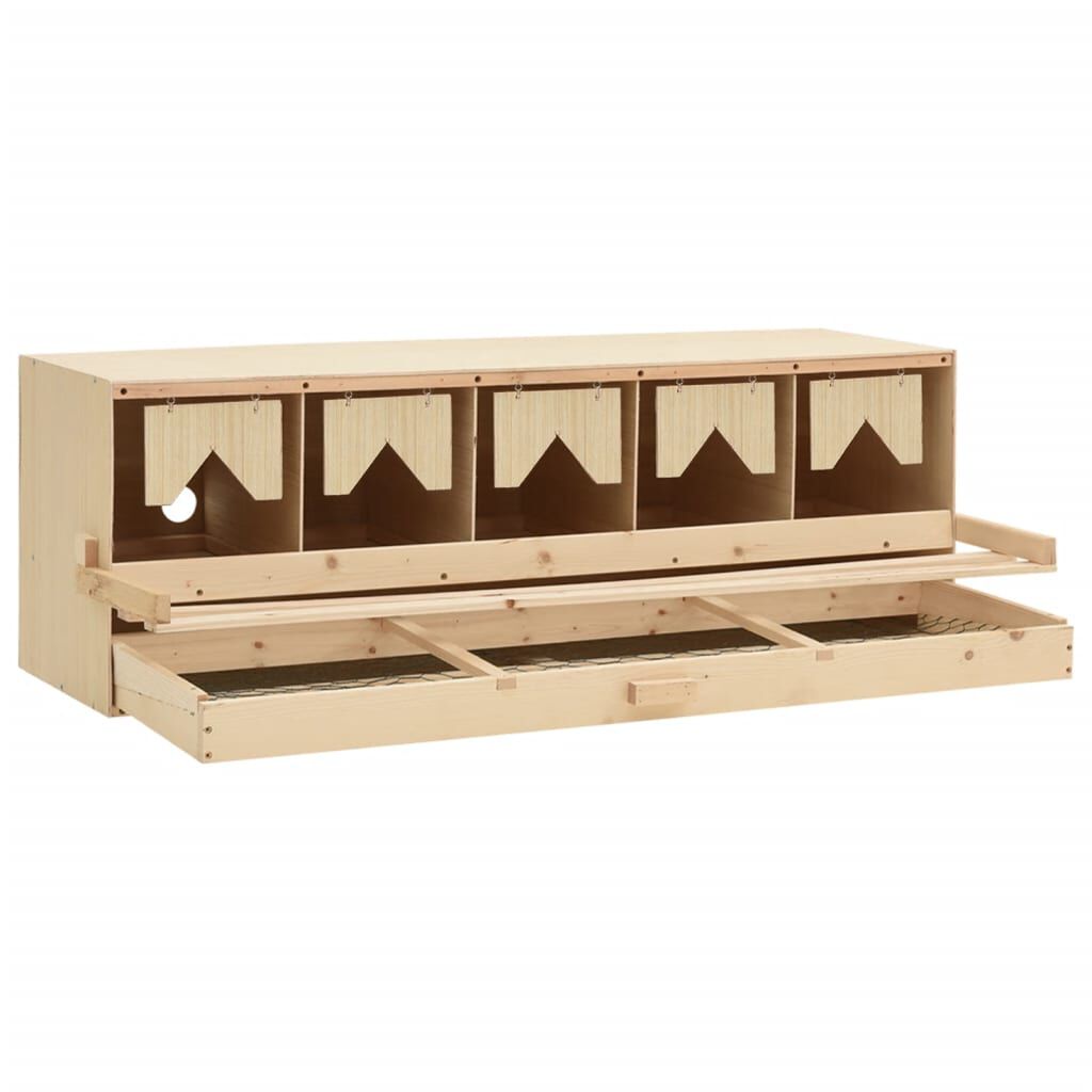 vidaXL عش دجاج 5 حجرات 117×33×38 سم خشب صنوبر صلب