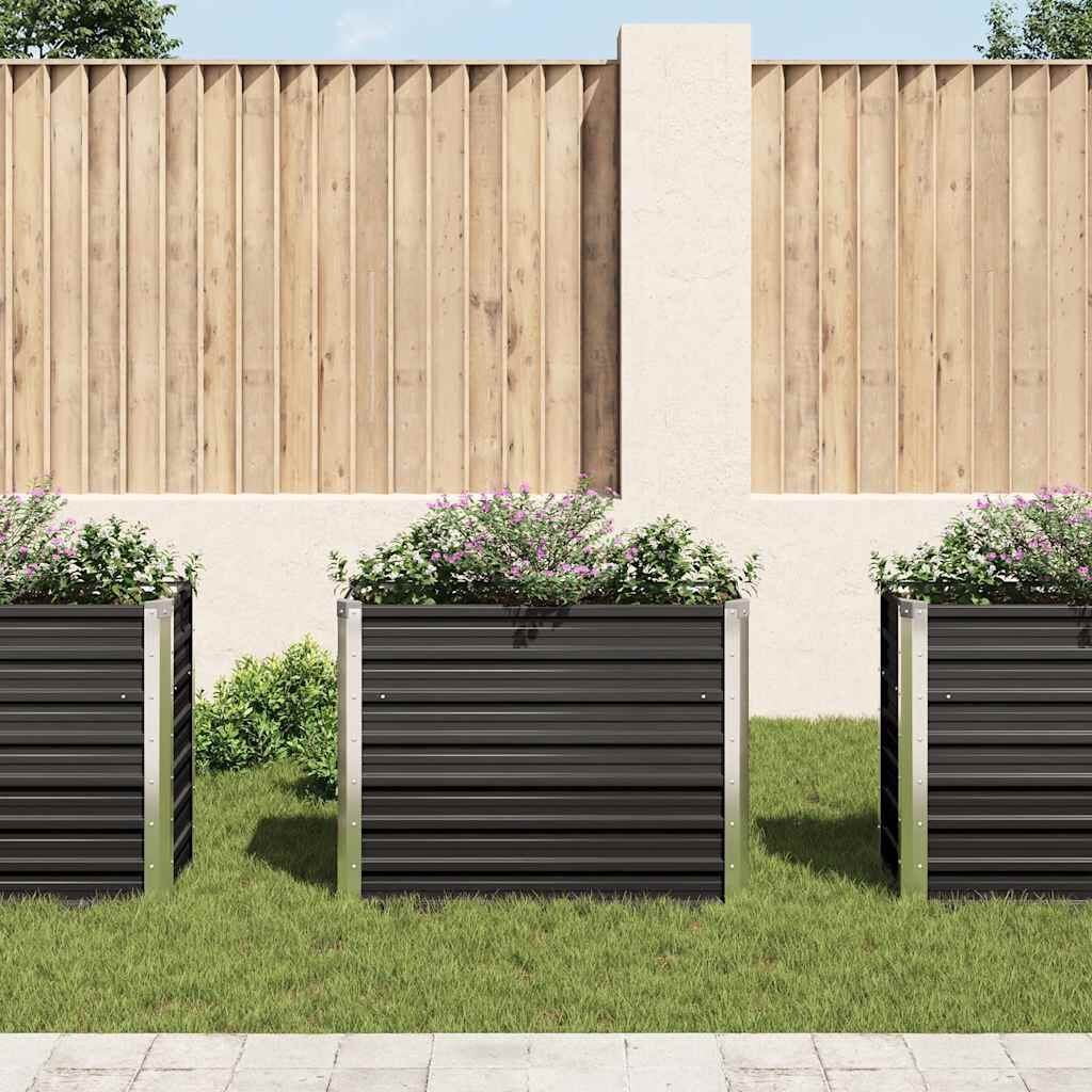 vidaXL حوض حديقة مرتفع أنثراسيت 100×40×77 سم فولاذ مجلفن