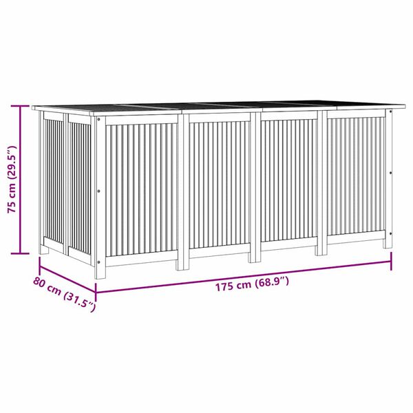 vidaXL صندوق تخزين للحديقة 175×80×75 سم خشب أكاسيا صلب