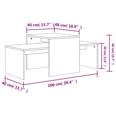 vidaXL طقم طاولة قهوة لون رمادي أسمنتي 100×48×40 سم خشب صناعي