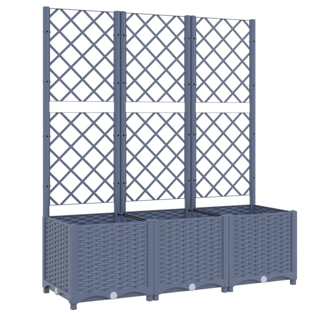 vidaXL حوض حديقة مع تعريشة أزرق رمادي 120×40×136 سم PP