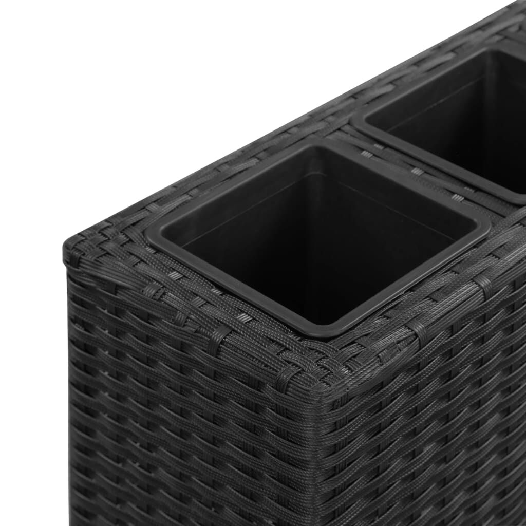 vidaXL حوض زراعي مرتفع مع 4 أصص 80×22×79 بولي روطان أسود