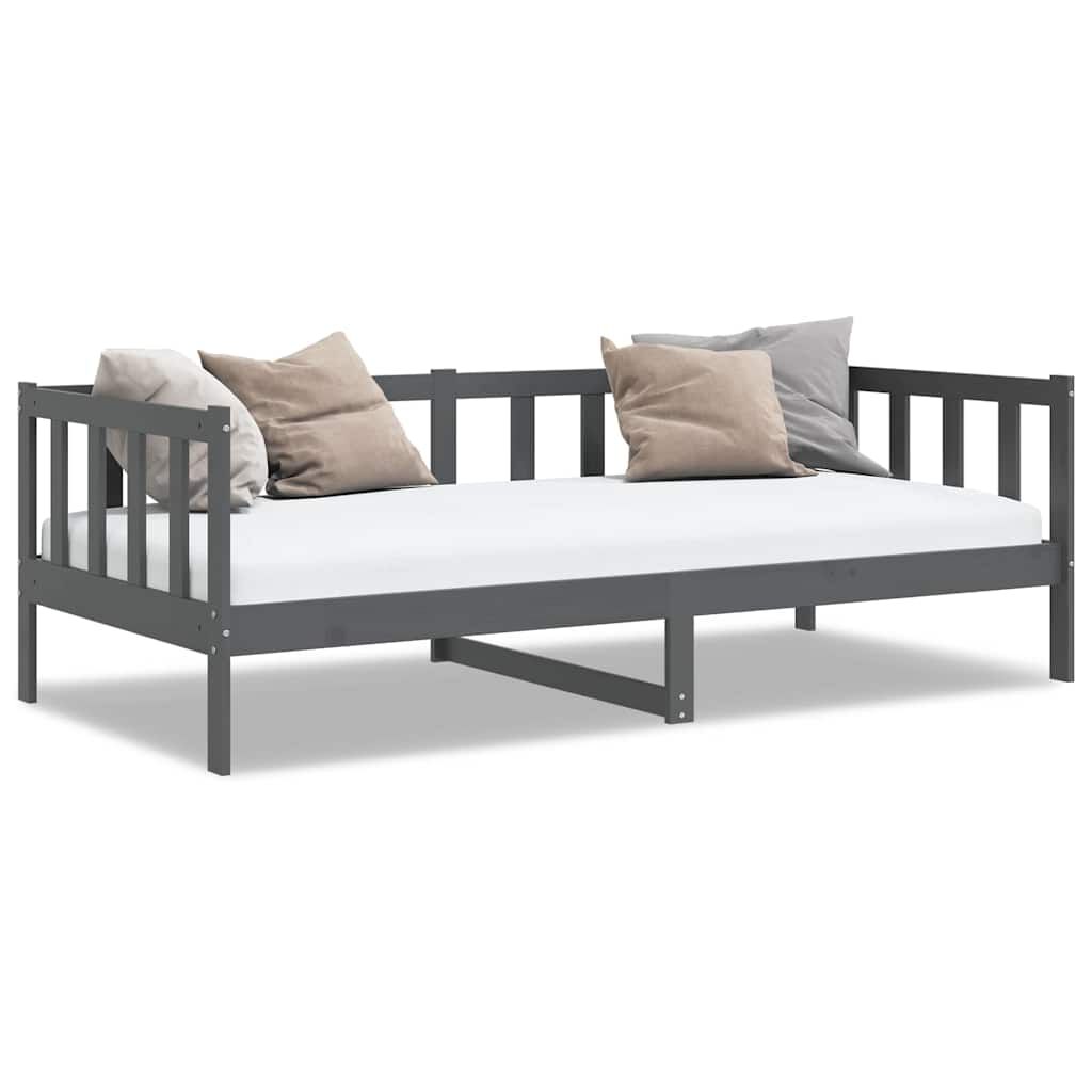vidaXL سرير نهاري رمادي خشب صنوبر صلب 90×200 سم