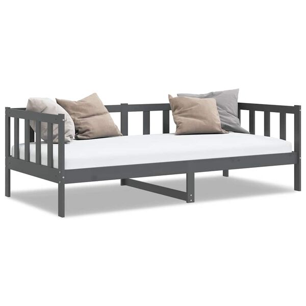 vidaXL سرير نهاري رمادي خشب صنوبر صلب 90×200 سم