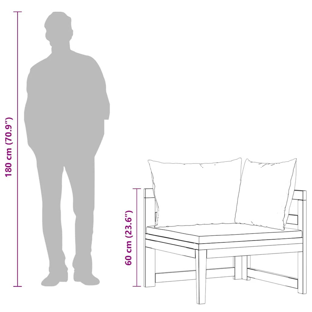 vidaXL أريكة ركنية مع وسائد رمادي داكن خشب أكاسيا صلب