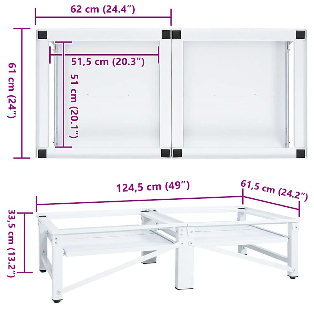 vidaXL قاعدة آلة الغسيل والتجفيف مع أرفف قابلة للسحب أبيض