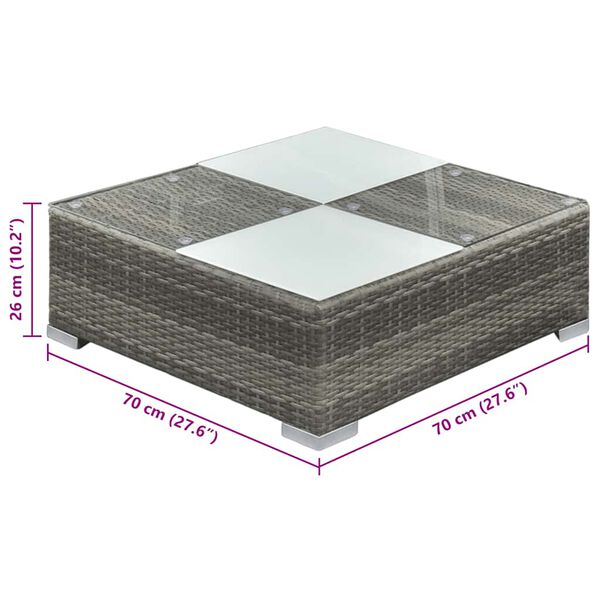 vidaXL عدد 6 ق طقم كنب حديقة مع وسائد بولي روطان رمادي