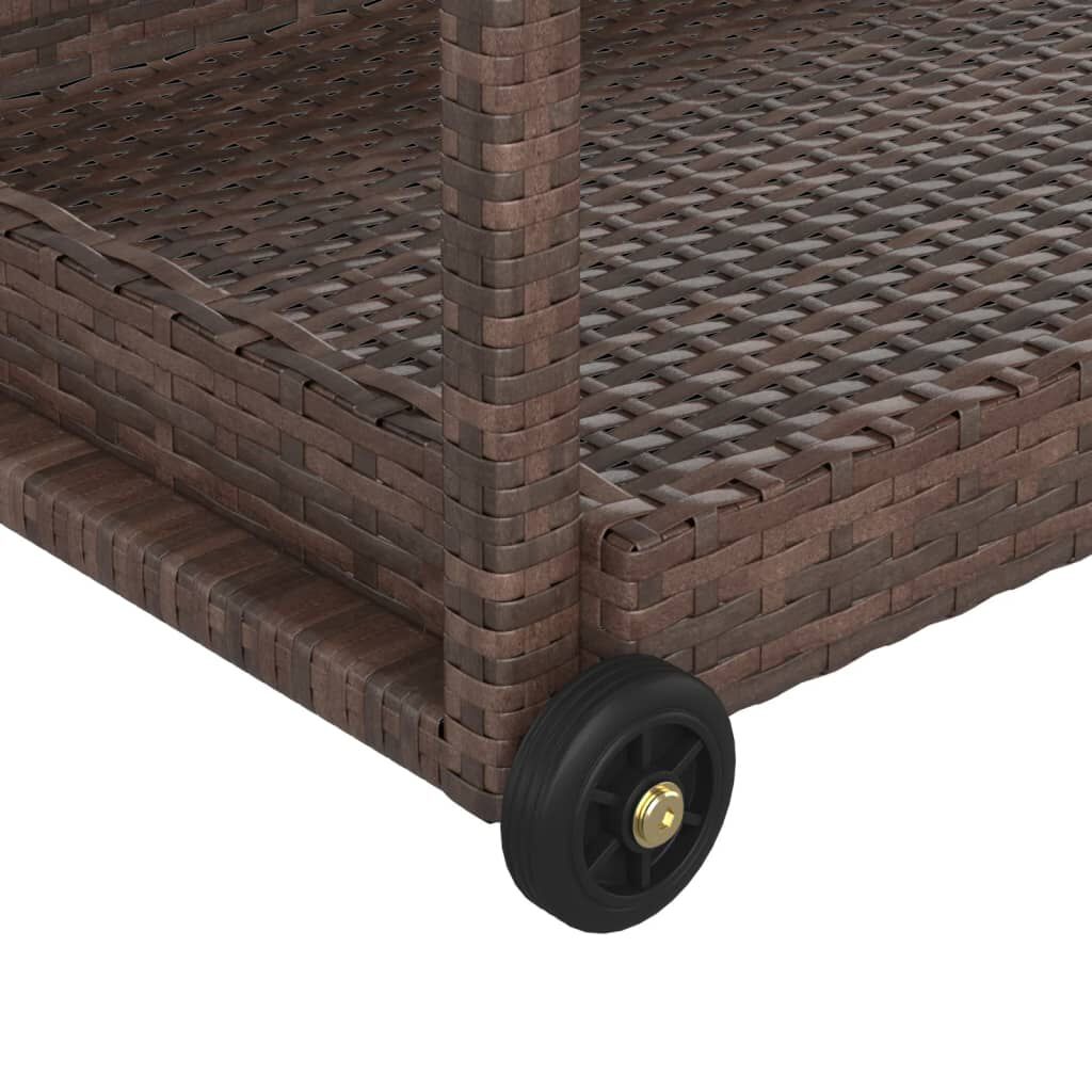 vidaXL عربة بار مع درج بني 100×45×83 سم بولي روطان