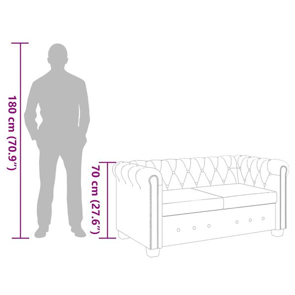 vidaXL أريكة زاوية تشيسترفيلد بمقعدين جلد صناعي بني