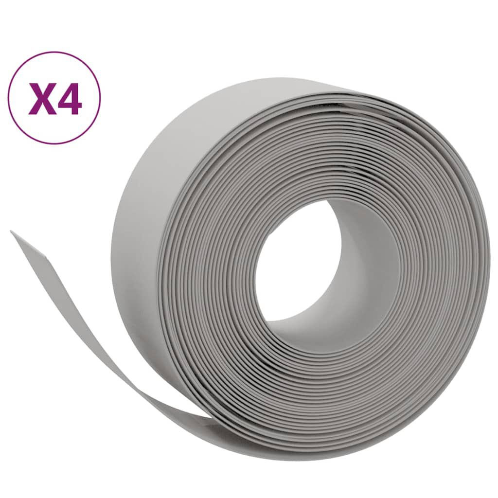 vidaXL سياجات حديقة 4 قطع لون رمادي 10 م 20 سم بولي إيثيلين