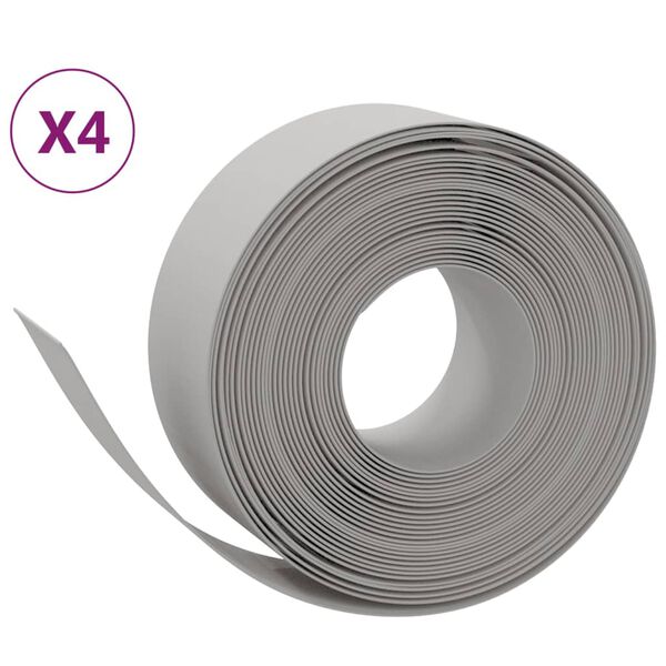 vidaXL سياجات حديقة 4 قطع لون رمادي 10 م 20 سم بولي إيثيلين