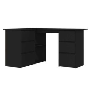 vidaXL مكتب زاوية لون أسود 145&times;100&times;76 سم خشب صناعي