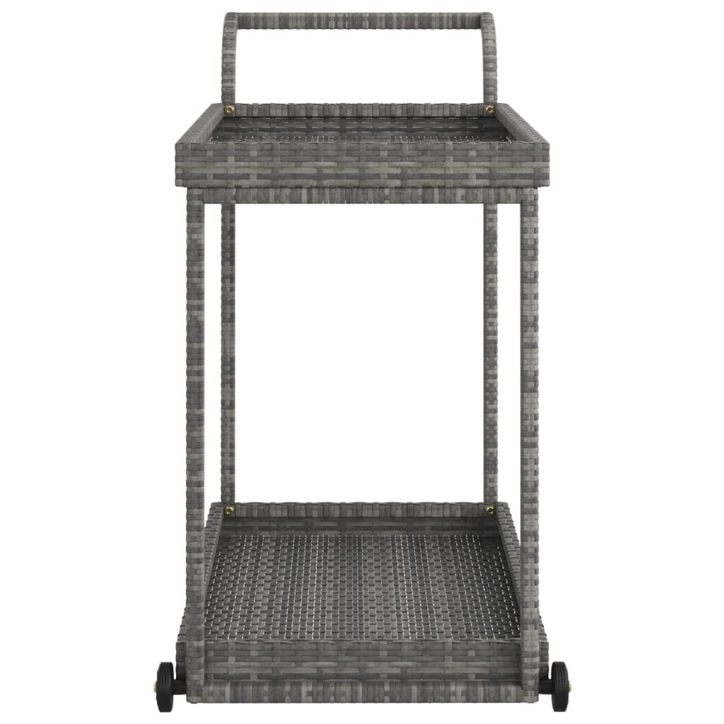 vidaXL عربة بار مع درج أسود 100×45×83 سم بولي روطان