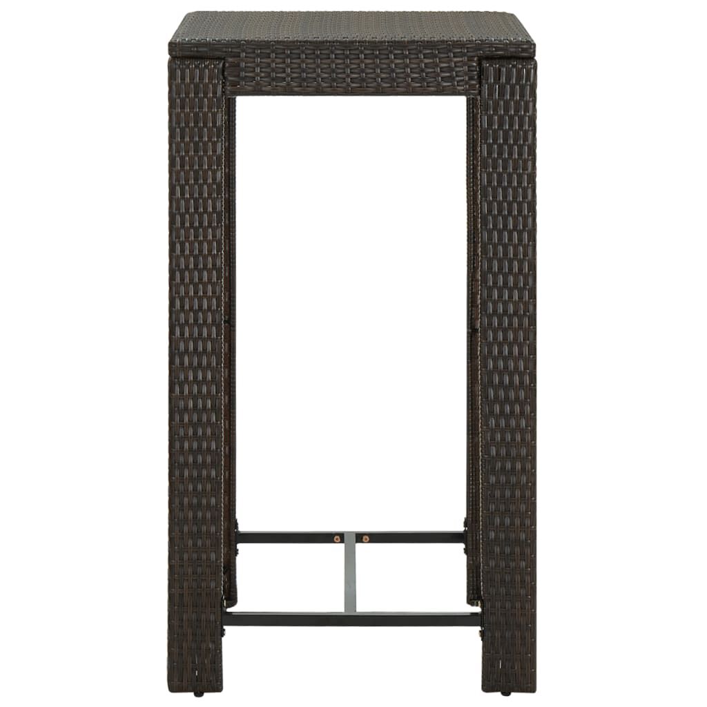 vidaXL طاولة بار للحديقة بني 60.5×60.5×110.5 سم بولي روطان