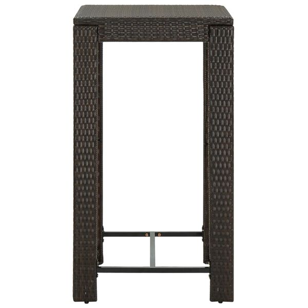 vidaXL طاولة بار للحديقة بني 60.5×60.5×110.5 سم بولي روطان