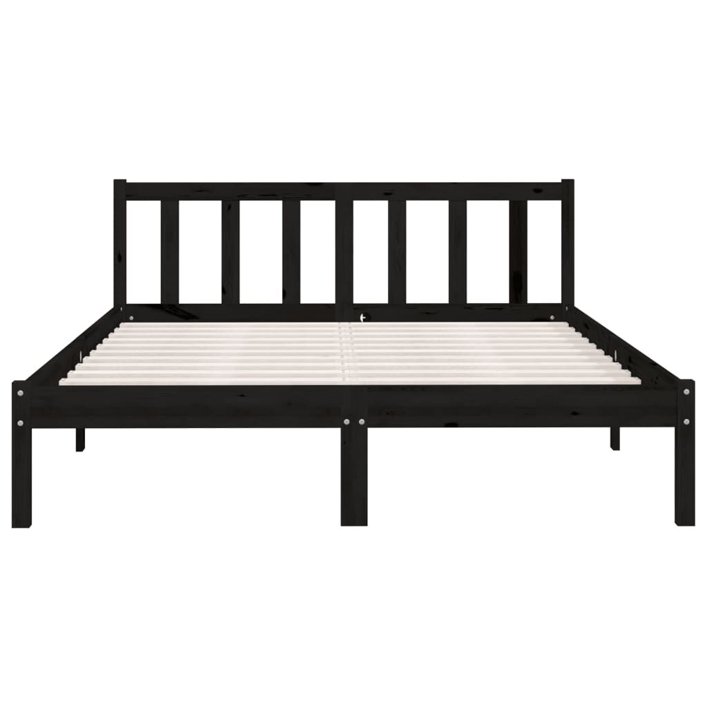 vidaXL إطار سرير خشب صنوبر صلب أسود 140×200 سم