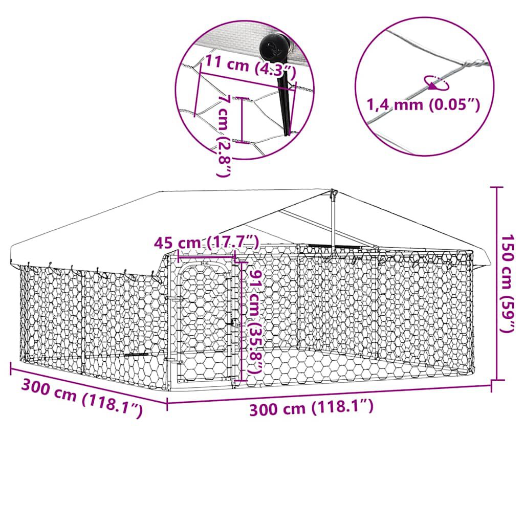 vidaXL منزل كلب خارجي مع سقف 150x300x300 سم