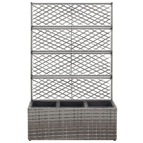حوض تعريشة زراعي مرتفع مع 3 أصائص 130x30x83 سم بولي روطان رمادي