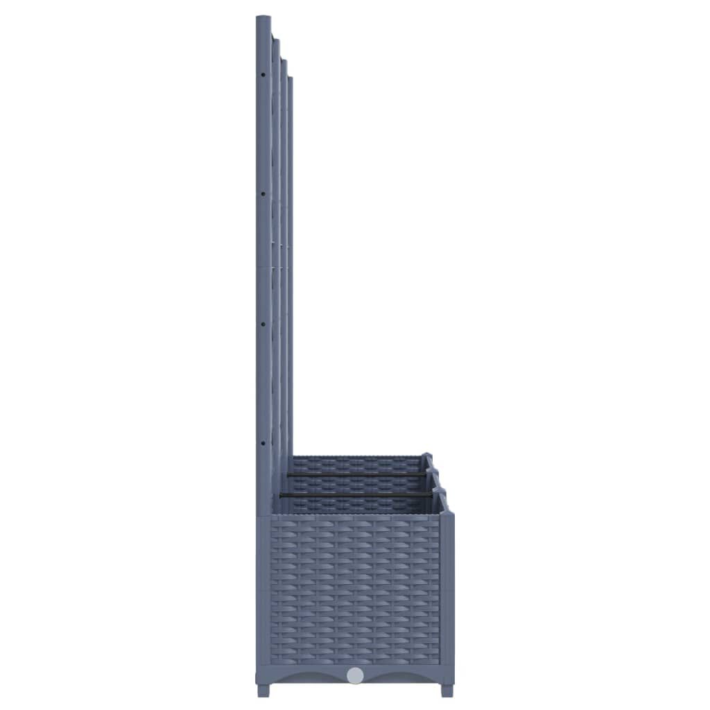 vidaXL حوض حديقة مع تعريشة أزرق رمادي 120×40×136 سم PP
