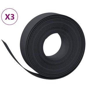 vidaXL سياجات حديقة 3 قطع لون أسود 10 م 15 سم بولي إيثيلين