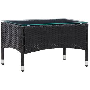 vidaXL طاولة قهوة أسود 60&times;40&times;36 سم بولي روطان